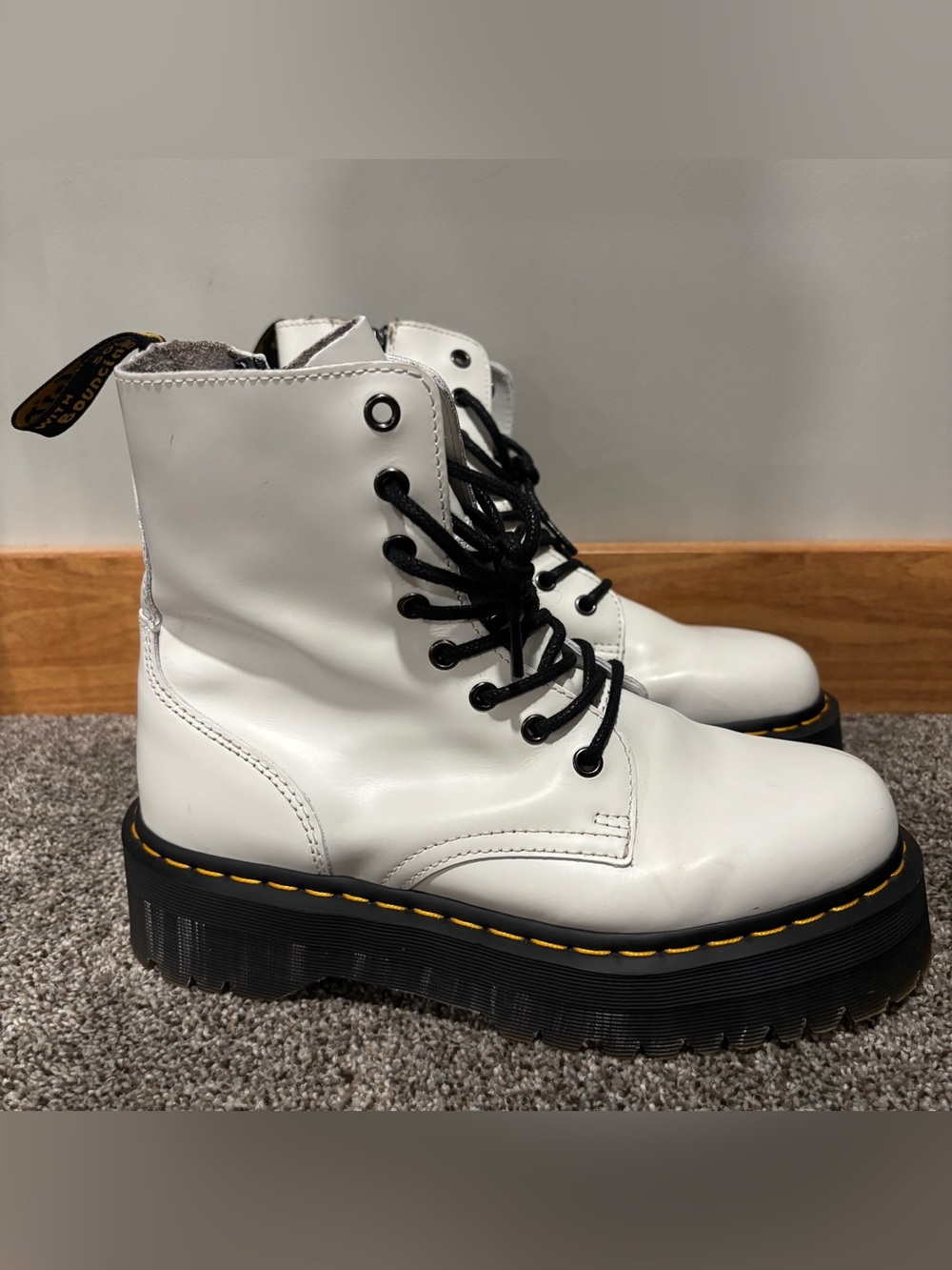Doc Dr Martens Jadon Womens Size 9 Lace Up Side Zip Platform Boots White
